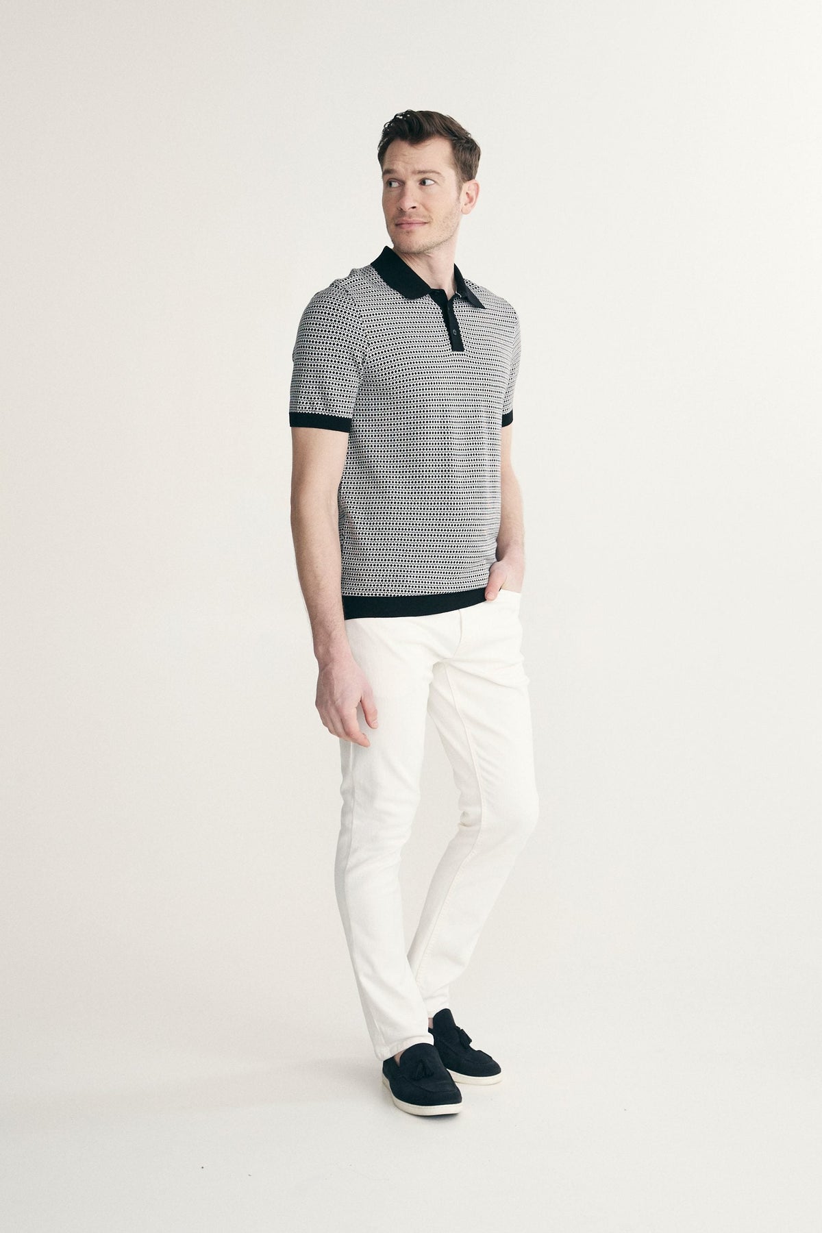 Two tone jacquard polo