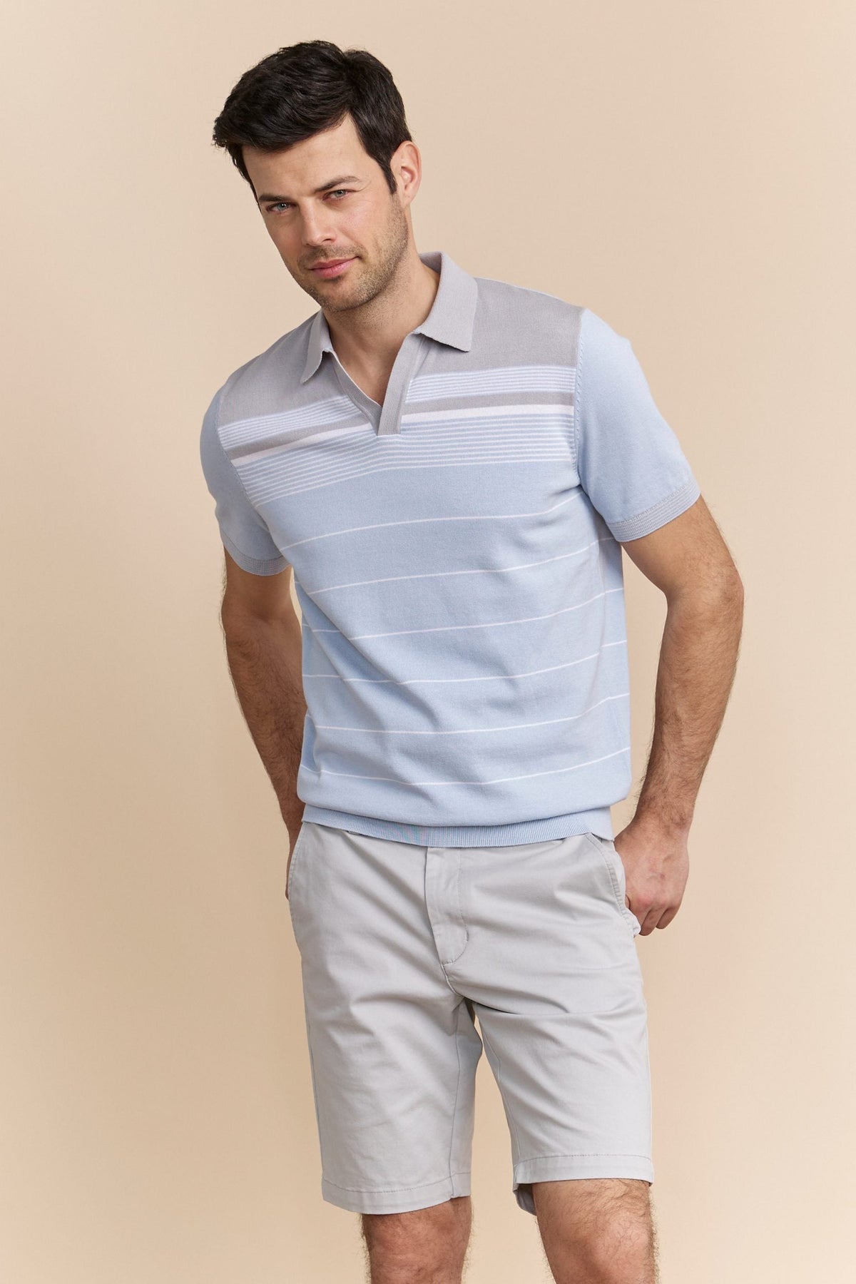 Stripes blocking knitted polo