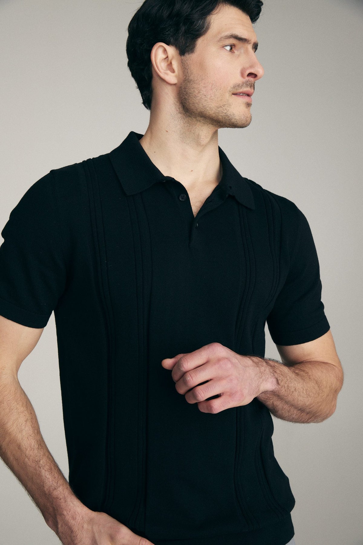 Textured vertical stripes polo