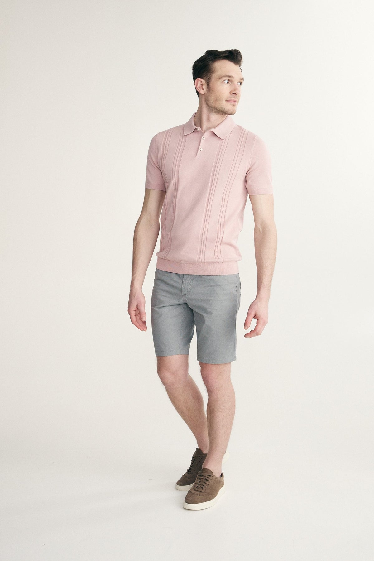 Textured vertical stripes polo