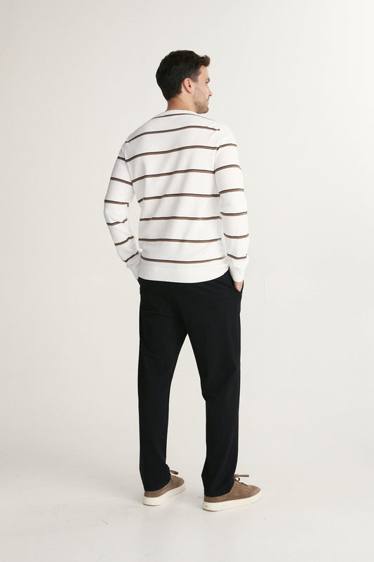 Stripes blocking long sleeve crew neck
